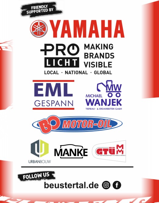 Sponsoren des MSC Rainbow: Yamaha, Pro Licht, EML Gespann, Michael Wanjek, BO Motor-Oil, Urbanbouw, Mänke und GTÜM